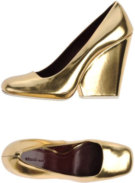 celine pumps gold|Celine leather pumps women.